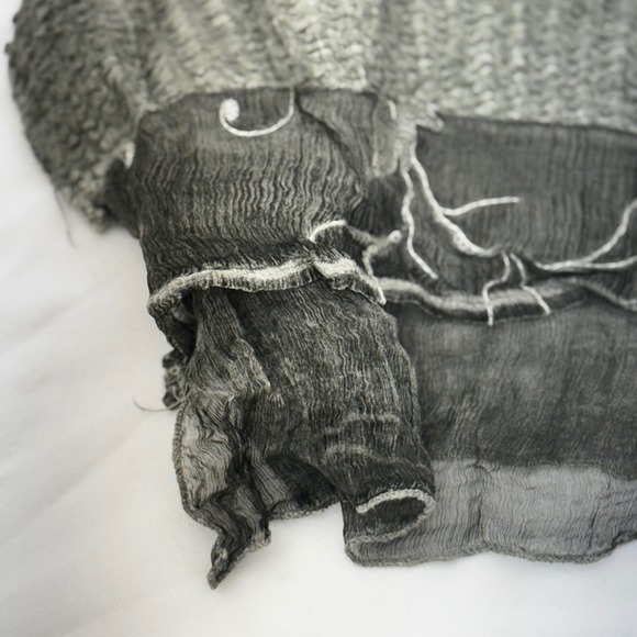 Belle France Women's Sz M Sage Knit Sweater Oversized Boho Grunge Distressed Hem - Picture 10 of 12